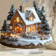 Bohemian Style Acrylic Christmas Gingerbread House Decor - Desktop Display, Versatile British Style Decoration, Suitable For Home, Office, Cafe - Multicolor - View 4