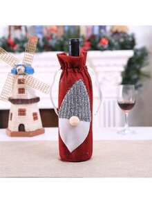 New Christmas Day Decoration Supplies Red Wine Set Winery Bar Red Wine Bag Machine Embroidered Wine Bottle Set Table Supplies