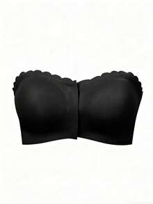 Women's Front Closure Bra,Strapless Bra,Seamless Top Women Wireless Sexy Underwear , Removable Padding, Adjustable Intimates Lingerie Basic Tube Bras, Non Slip Silicone Soft Fabric Underwear, Comfortable Padded Camisole Wavy Edge Design,Perfect With Strapless DressesFront Buckle Underwear