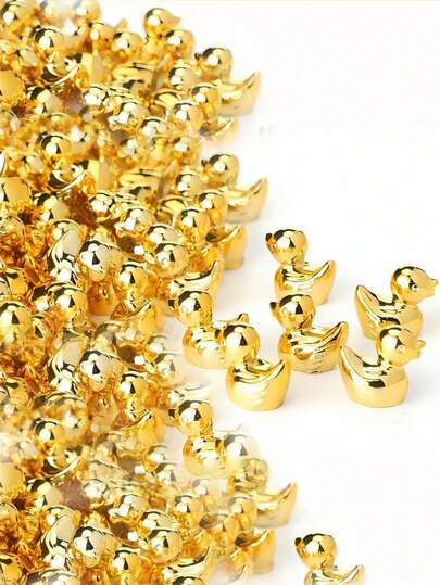 100/50/20/10/5/1 Pieza Estatuilla Miniatura de Pato Dorado, Figuras de Pato Dorado para Decoración de Paisaje de Jardín Micro, Decoración de Pastel, Plantas en Maceta, Manualidades DIY, Encantos para Fiesta, Regalos, Decoración de Automóvil, Decoración de Fiesta de Cumpleaños