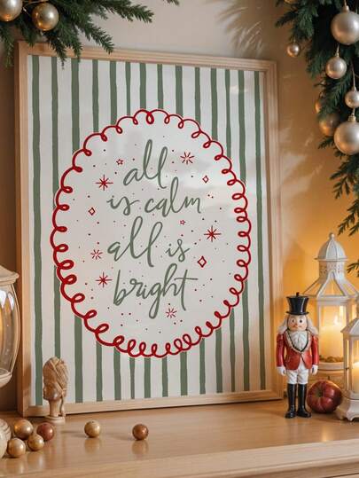 1 peça de impressão de parede minimalista sem moldura para Natal, decoração para festa de fim de ano com textura listrada verde, impressão de decoração festiva para sala de estar, quarto e dormitório, pôster moderno com listras abstratas, decoração de parede em estilo vintage, melhor opção de presente, decoração de quarto, itens essenciais para dormitório universitário