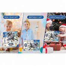 3+ Years Old Kids Airplane Model Toy Set, Transformable Parking Lot With Sliding Track And Mini Cars, Educational Imaginative Play Toy For Boys And Girls - Grey - View 6