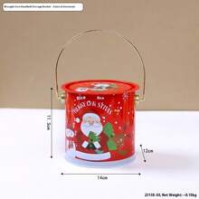 1pc Santa Claus, Snowman, Reindeer Candy Tin Bucket, Christmas Gift, Cookies, Snacks, Toys Storage, Christmas Children Gift Packaging