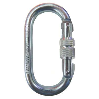 3 pç Mosquetão Oval 25kn Aço Trava em rosca,Aço,rapel,trabalho em altura, tirolesa