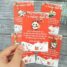 5pcs Cute Creative Christmas Panda Keychain Charms, Fashionable Bag Accessories And Unique Gift For Couples, Cute Keychain Panda, Fashion Bag Embellishment, Cute Key Accessory, Animal Keyring, Whimsical Keychain Art, Detailed Craftsmanship, Durable Keyring Material, Fashion Christmas Gifts For Families And Friends