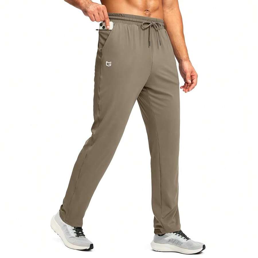 G Gradual Men's Sweatpants With Zipper Pocket Workout Athletic Track Pants Stretch Tapered Joggers For Gym Running Jogging{"Color_name":"Nomad","Size_name":"Medium"} - Nomad - 查看 1