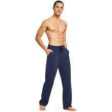 Baleaf Men's Sweatpants Casual Lounge Cotton Pajama Yoga Pants Open Bottom Straight Leg Male Sweat Pants With Pockets{"Size_name":"XX-Large","Color_name":"A-HeatherBlue"} - A-石楠藍 - 查看 5