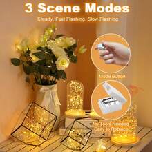 1/5/10pcs Battery Operated Fairy Lights, 3 Modes, 7ft 20in LED Twinkle Lights String, Christmas Tree Lights, Waterproof Loose Mini Silver Wire Christmas Mason Jar Wedding Table Centerpieces Decor - Warm Light - 查看 4