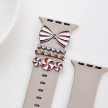 4 buah/Set Cincin Dekorasi Natal, Bahan Paduan Seng, Bentuk Pita/Kincir Angin Natal, Kompatibel dengan Apple// Dekorasi Tali Jam Tangan, Hadiah Liburan (Tali Jam Tangan Tidak Termasuk) - Satu-Ukuran - View 11
