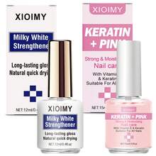 Xioimy XIOIMY 2pcs Nail Strengthener Set, Pink & Milky White Nail Hardener, Odorless Water-Based, Decorative Manicure, Natural Transparent Pink Brightening Gloss, Long-Lasting Glossy Natural Quick-Drying, Nutritious & Healthy Nails