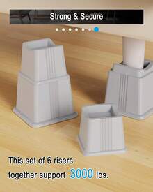 ZTON Adjustable Bed Furniture Risers Elevation In Heights 3", 5" Or 8" Heavy Duty Risers For Both Posts And Wheels Of Furniture Sofa Bed Couch Chair Table,Support Up To 3000 Lbs. (12 Pack, Grey)