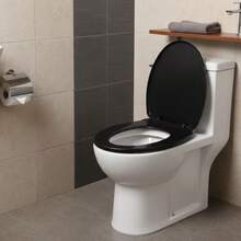 1pc Universal Toilet Seat Cover, Durable & Easy To Install, Anti-Pollution Toilet Lid For Home Use - Black - View 6