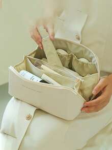 1 pieza Bolsa de maquillaje impermeable de cuero PU, bolsa de almacenamiento de cosméticos, bolsa de aseo portátil, bolsa de almacenamiento multifuncional para viajes, bolsa de cuidado de la piel, bolsa de aseo de gran capacidad, bolsa de viaje multifuncional para mujer, bolsa de aseo, organización y almacenamiento de cosméticos, organización y almacenamiento de baño, artículos esenciales para viajes, artículos esenciales para cruceros, accesorios de viaje, almacenamiento de baño, almacenamiento de joyas, almacenamiento de lápiz labial, almacenamiento de esmalte de uñas, regalo de Pascua, regalo de dama de honor - Multicolor - Ver 5