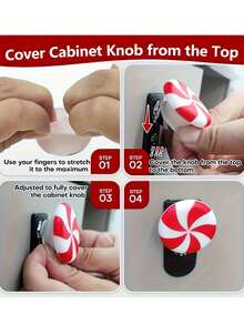 8pcs-Christmas Candy Cane Knob Covers, Christmas Silicone Red And White Candy Cabinet Knob Covers, Non-Slip Cabinet Knobs For Christmas For Various Kitchen Cabinet Knob Covers Living Room Bedroom Cabinet Knob Covers, Xmas Festival Decorations, Home Decoration, Room Decoration
