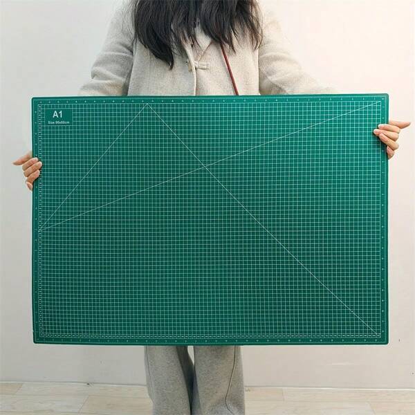 1pc/3pcs Extra Large Cutting Board Mat - A5/A4/A3 Size Self-Healing Board With Grid Lines & Diagonal Cutting Guides For Fabric, Paper, Cardboard - Heavy-Duty Craft, DIY, Office, School, Technical Drawing - Compatible With Cutting Machines (Compatible With A0-A3 Paper Sizes) - Green Grid Layout & White Border For Precise Alignment