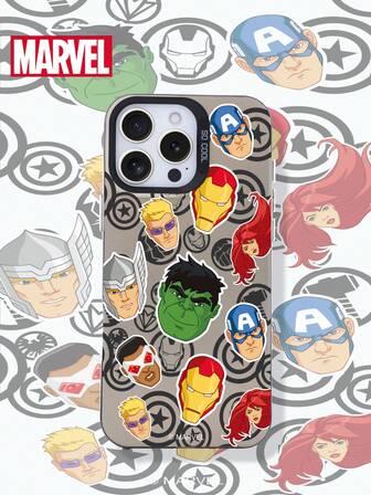 Marvel Custodia per telefono compatibile con 17/16/15/14/13/12/11/17 Pro Max/XS/XR/XS MAX, con licenza ufficiale MARVEL/motivo a cartone animato, cover posteriore opaca antiurto