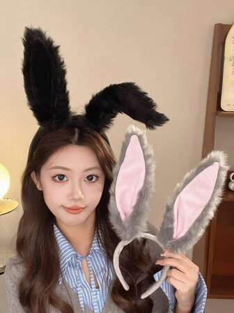 1pc Cute Rabbit Headband, Fluffy Rabbit Ear Headband Hair Accessory, Unique Design Sweet, Adorable, Fashionable, Versatile Hair Decoration Suitable For Daily, Holiday, Home, Vacation, Party, Birthday, Also Suitable For Halloween, Christmas, Thanksgiving ,Beauty