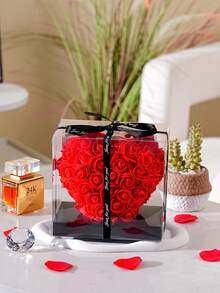 1PC Love Rose Eternal Flower Gift Box, PE Foam Flower Creative Hand Gift Box, Love Rose Lovely Home Decoration, Romantic Artificial Flower Design, Suitable For Mother's Day, Father's Day, Graduation Ceremony, Valentine's Day, Wedding Party, Birthday, Windowsill And Desktop Decoration, Is The Perfect Gift Between Family And Friends. (Hint: Red And Pink Boxes Need To Be Packaged By Oneself)