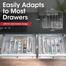 Silverware Organizer - Expandable Kitchen Drawer Organizer, Adjustable Utensil Organizer, Cutlery Tray Forks, Knives, Multipurpose Kitchen Organizers And Storage Solution, Black, Large - Medium + Light Grey - View 2