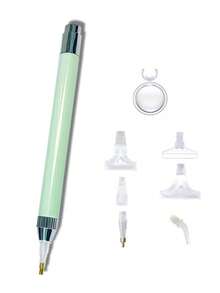 Glowing Diamond Brush With Magnifying Glass And 5 Shapes Of Pen Tips, Multi-Function DIY Hand Tools, Ergonomic Grip Design, Plastic/Aluminum Alloy Material, A Variety Of Colors To Choose From