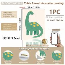 1 gerahmtes/Leinwand Wandkunst, Dinosaurier Tier Thema Dekoration. Badezimmer Wanddekoration. Themen Poster, Schlafzimmer Dekoration, Raumdekoration, Heimdekoration, Ornamente, Winterdekoration für Zuhause, Wanddekoration. Geeignet für Kinderzimmer, Kinderzimmer, Jungen- und Mädchen-Partyräume, Kita-Klassenzimmer Dekoration, wasserfestes Material. Kopfteil Dekorative Tapete, Party Deko Geschenke. Badezimmer Wanddekoration.