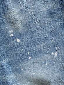 Quần short denim rách nam, kiểu dáng cổ điển, ống rộng rộng rãi, quần short thời trang đa năng, phong cách Emo - Rửa nhẹ - Xem 5