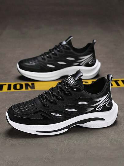 男士运动鞋，透气减震弹性防滑休闲鞋，户外系带网面跑步鞋，轻便舒适，适合户外运动、露营、慢跑、健身、休闲活动。男女通用运动鞋，情侣款。