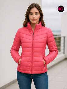 Chamarra Capitonada  Moda Dama Moderna Forro Peluche Moderna - Rosa Fucsia - Ver 3
