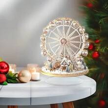 1 pièce Scène de grande roue de Noël plate 2D en acrylique coloré avec support, décoration pour la maison et le bureau, cadeau de vacances idéal, style artistique, plaque décorative et ornement polyvalents