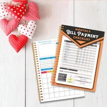 1 pieza Organizador de facturas con espiral de 5.5x8.3 pulgadas y planificador de presupuesto, cuaderno de seguimiento de gastos mensuales, registro de finanzas para la gestión del dinero, pago de deudas y objetivos de ahorro