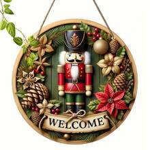 Vintage Christmas Nutcracker Decorative Wall Hanging Sign - Manufactured Wood Welcome Plaque With Nutcrackers Theme, Multipurpo