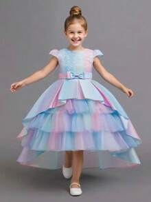 Girls' Trailing Cake Dress, Birthday Party Formal Dress, High-End Dress For Girls