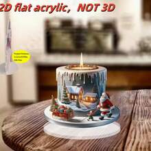 1 قطعة ديكور منظر عيد الميلاد ثلاثي الأبعاد من الأكريليك على شكل كوخ - ديكور طاولة عيد الميلاد مع بابا نويل والمناظر الثلجية، ديكور متعدد الأغراض بموضوع الكوخ للمنزل والمكتب والمقهى - موضوع تمثال، عرض على المكتب