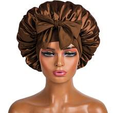 Women's Bonnet: Solid Color Adjustable Tie Style, Fashionable Silky Satin Cap For Casual Hair Protection And Non-Slip Sleep Wear