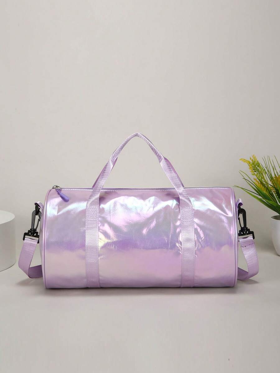1pc Iridescent Shiny Large Capacity Travel Duffel Bag, Casual Sports Gym Shoulder Handbag Suitable For Daily Use (Medium Size)