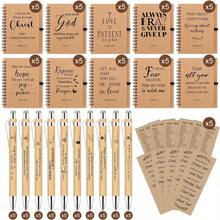 150 Pcs 50 Set Christian Gifts BulkSpiral Notebook With Bible Ballpoint Pen And Christian Bookmark Women Prayer Journal Inspirational Bible Study Journal For Church Members And Visitors - 50p - Xem 3