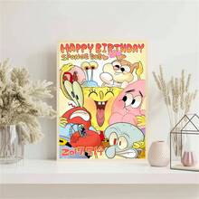 1 pièce Tapisserie murale décorative animée mignonne de personnages animés du film Bob l'éponge - Patrick l'étoile, Squidward et autres personnages animés, tapisserie murale bohème pour décoration de maison, décoration de chambre, décoration murale de pièce