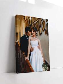 1pc Customized Canvas Wall Art, Personalized Framed Canvas Painting, Wedding Memento Decor, Anniversary Gift, Customizable Picture Photo Framed Wall Art, Core Memory Home Decor - Multicolor - View 4