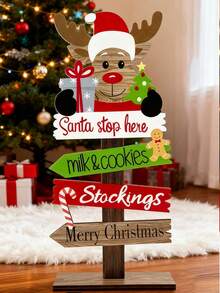 Charming Wooden Christmas Decor Set - Santa, Snowman & Reindeer Ornaments For Desktop Display,Wooden Freestanding Reindeer Personalised Christmas Table Decorations,Personalised Wooden , Personalised Family Christmas Decoration, Christmas Decor, Freestanding Reindeer Family Decorations,