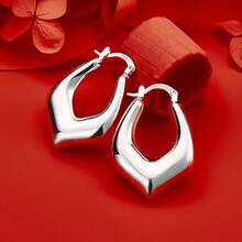 925 Sterling Silver Plated Needle Earrings For Women's Wedding Fashion High Quality Jewelry Smooth Cute Stud