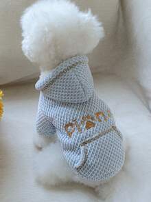 1 件宠物服装，适合小型犬的可爱狗/猫服装，温暖舒适的秋冬连帽衫 - 蓝色 - 藍色 - 查看 2