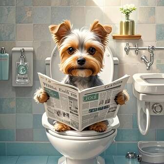 ערכת ציור יהלום DIY 1 יחידות, ציור יהלום מקסים של יורקשייר טרייר: סגנון אמנות דקורטיבי, הדפס חיות, נושא כלב, מתאים לחדר אמבטיה, שימוש פנימי, ללא מסגרת, 12x12 אינץ', אמנות קיר