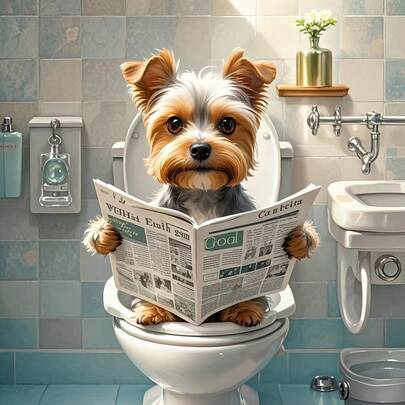 1 件 DIY 钻石画套装，迷人的约克夏犬钻石画：装饰艺术风格，动物印花，狗主题，适合浴室，室内使用，无框架，12x12 英寸，墙壁艺术