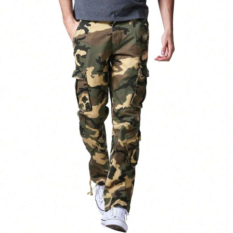 Men's Cargo Pants - Khaki Camo - View 1
