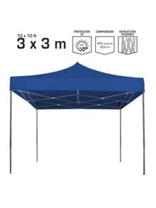 Carpa Toldo Plegable 3x3 Impermeable Y Reforzado  Color Azul Y ROJO - Azul - Ver 7