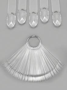 50片透明假指甲色卡展示板凝胶指甲油模板美甲样品架亚克力调色盘，美甲用品，美甲工具，美甲艺术工具，返校季，美甲，按压式假指甲工具 - 無色 - 查看 1