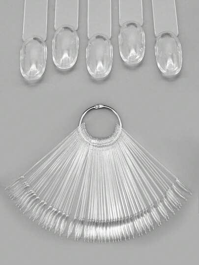 50片透明假指甲色卡展示板凝胶指甲油模板美甲样品架亚克力调色盘，美甲用品，美甲工具，美甲艺术工具，返校季，美甲，按压式假指甲工具