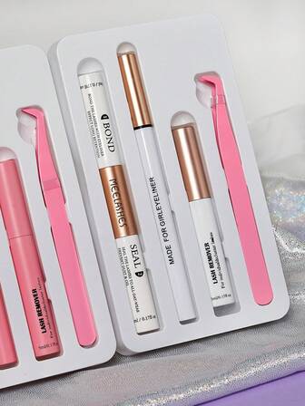 双效假睫毛套装：胶水+眼线液+卸妆油+镊子，防水速干，温和配方睫毛胶，睫毛胶