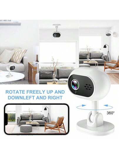 WiFi Slimme Home Security Camera 1080P HD Voice Intercom, Night Vision USB Powered Indoor/Outdoor Surveillance System, Motion Alert System Remote Mobile Viewing Sleek Wit Compact view 5