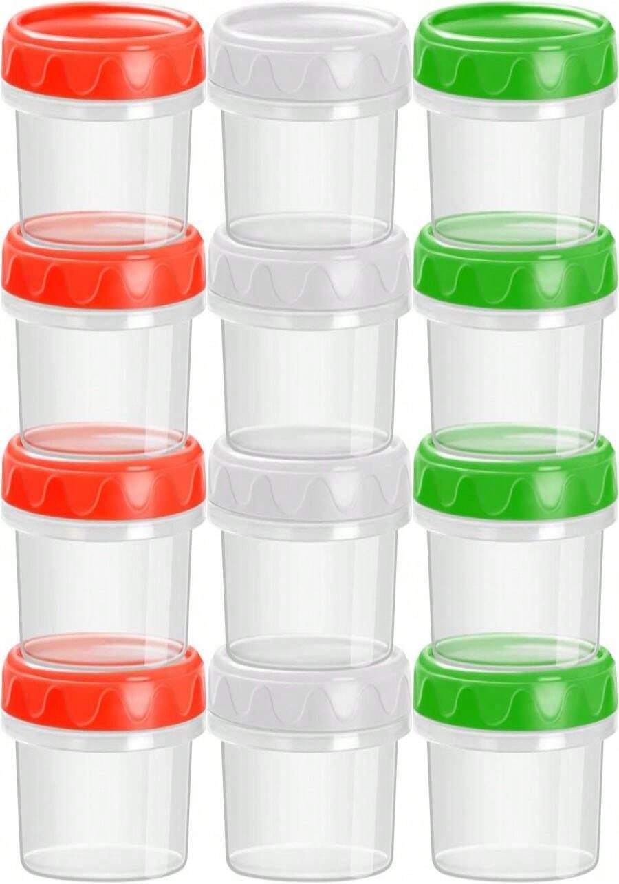 EONJOE 2 Oz Plastic Containers With Lids Small Salad Dressing Container To Go Condiment Sauce Dipping Cups Jar Airtight,12-Pack - 顏色B - 查看 1